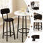 Ensemble de table de salle à manger 3 pièces, ensemble de table de bar avec table à faux comptoir en marbre et 2 tabourets, ensemble de table de bar et chaises peu encombrantes