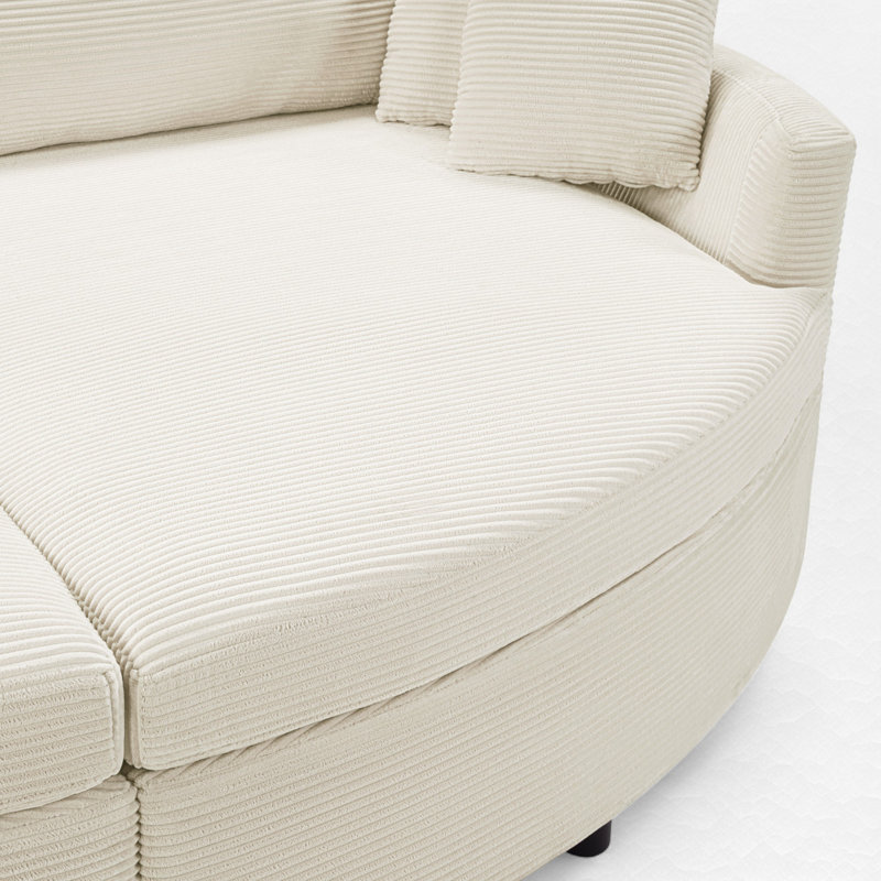 Double chaise longue surdimensionnée avec ports USB, Beige