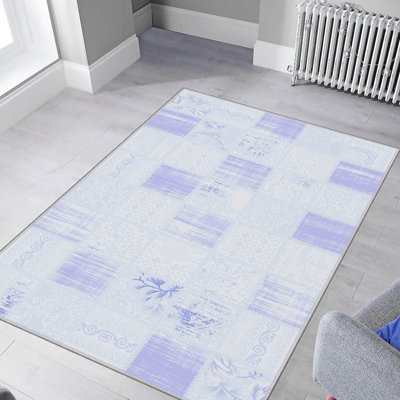 Stylish Hall Carpet, 2.6 x 6.6 Feet, 100% Polyester, 0.3 in Pile Height | Antibacterial, Non-Slip PVC Felt Dot Underside | 3D Digital Print, Machine Washable, Ideal for Entryway & Living Spaces