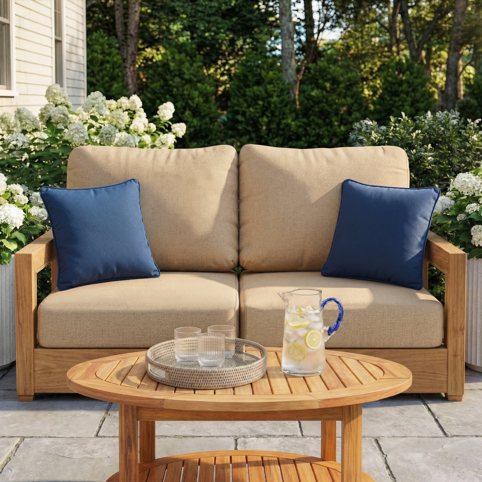 Amala 22" Sunbrella® Seat and Back Cushion, Antique Beige Sunbrella® Canvas