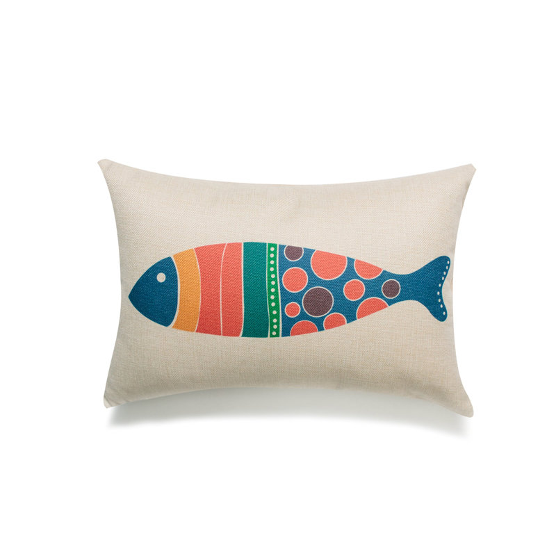 Fish On Ivory Pillow Cover, Colorful Fish