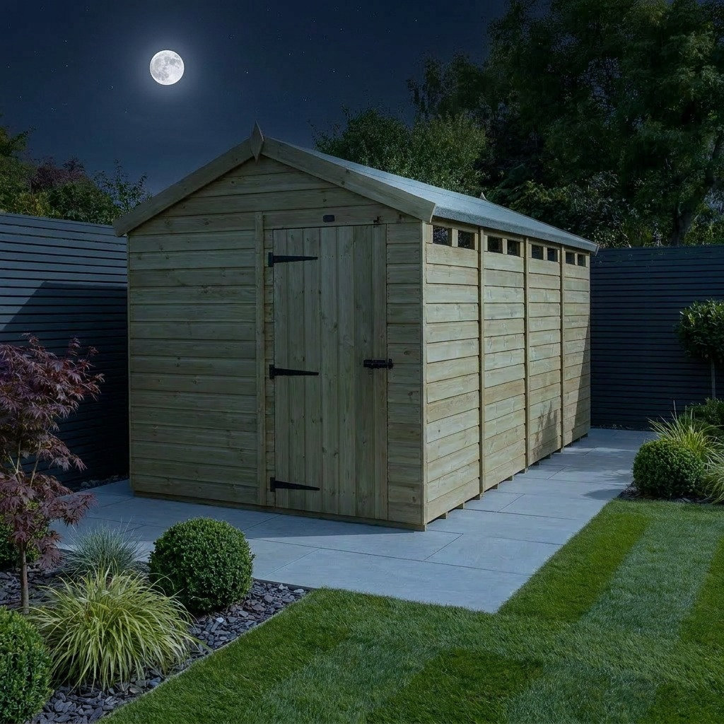 Total Sheds 8ft x 17ft Security Apex Shed - Heavy-Duty Hasp Staple Anti-Tamper - Pressure Treated Timber - UK Manufactured