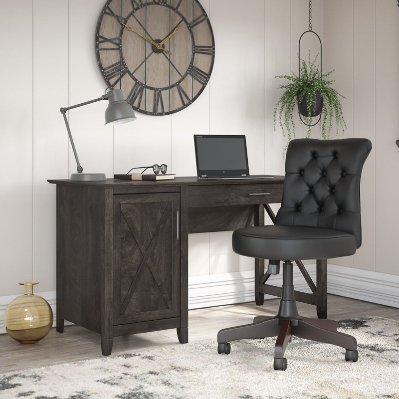 Ozro Computer Desk, Dark Gray Hickory