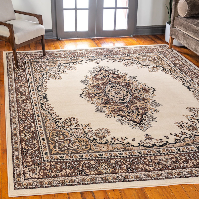 Tapis oriental noir Balthrop, Beige, Rectangle 9' x 12'2"