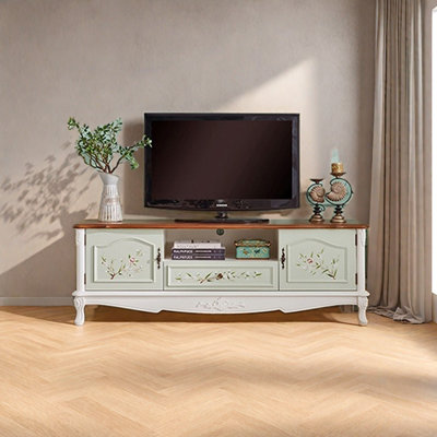 Natural wood grain TV cabinet retro