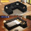 Canapé-lit modulaire en U escamotable avec rangement, revêtement en chenille, noir-844848566