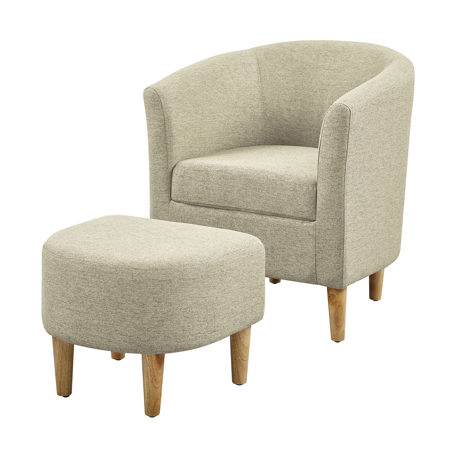 Hertford Upholstered Linen Blend Accent Chair with Wooden Legs and One Pillow Sand & Stable Fabric: Beige Linen Blend