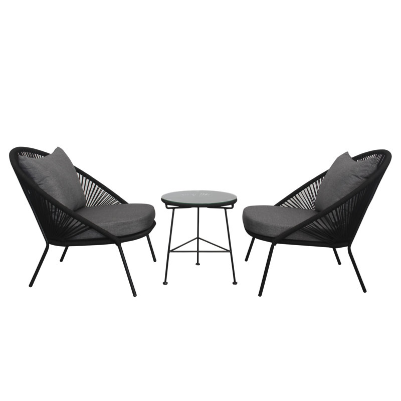 Ensemble de conversation en métal pour 2 personnes avec coussins