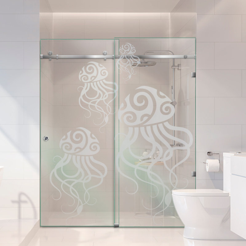 Portes de douche coulissantes en verre l 64 po x H 80 po, Gauche, Non privé