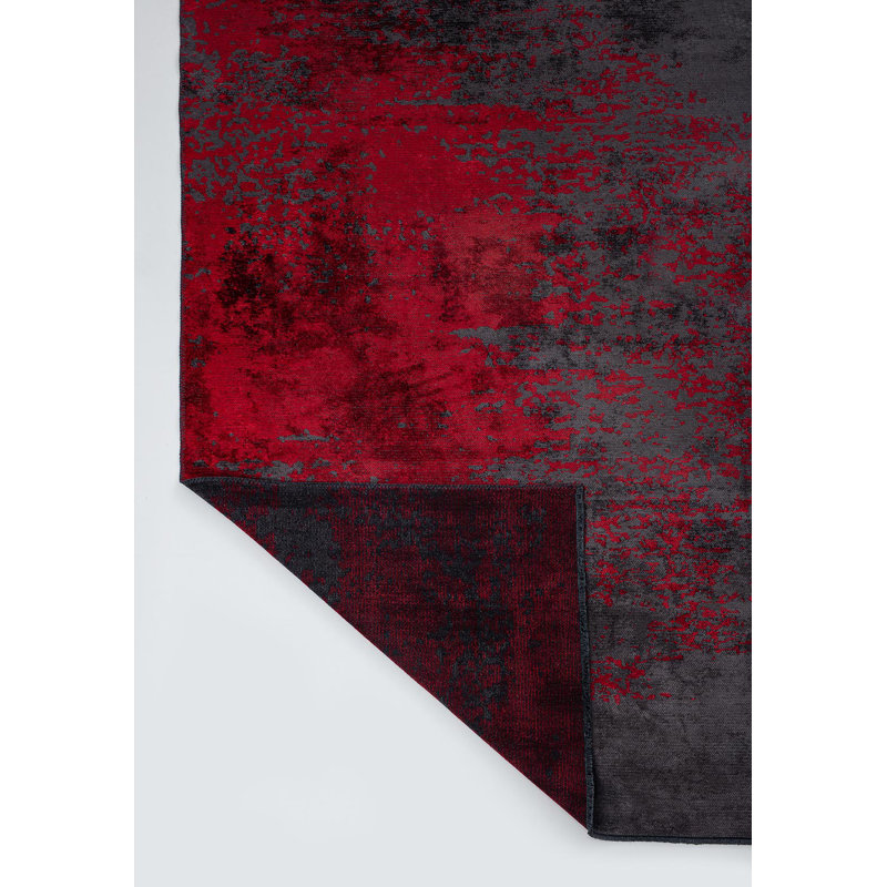 Abstract Flatweave Gray/Red Area Rug, Rectangle 7'10" x 11'2"