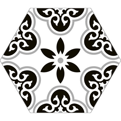 Trafale Duxbury Grey 8-in. x 9-in. Hexagon Encaustic Matte Porcelain Floor & Wall Tile