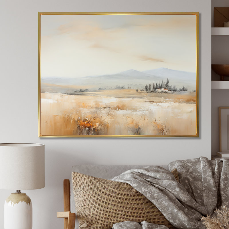 " Countryside Minimal Scenery I ", Gold Floater Framed, 24" H x 32" W