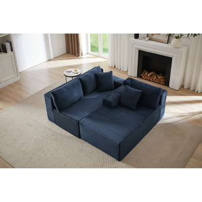 L-Shaped Cloud Sectional Sofa With Deep Seat,No Assembly Required,Modular Couches Sleeper For Living Room,Bedroom,Apartment,Blue