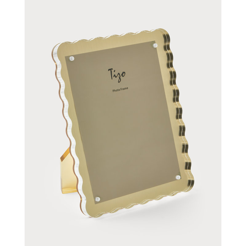 Lucite Frame Wave Design, Gold, 5" W x 7" H