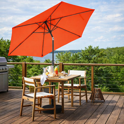 7.5FT Patio Market Umbrella with 6 Sturdy Ribs, Push Button Tilt and Crank for Garden, Deck
