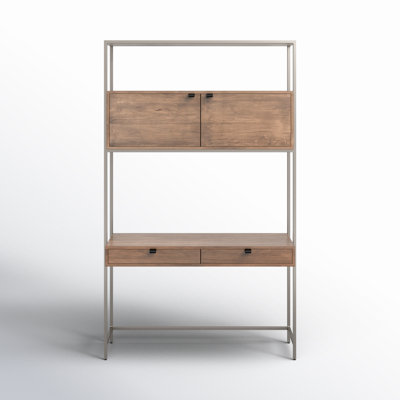 Loki Solid Wood Writing Desk with Hutch