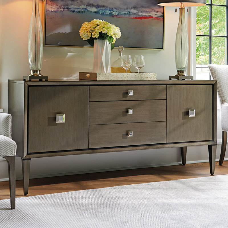 Ariana Transitional Gray and Brown 3-Drawer Sideboard
