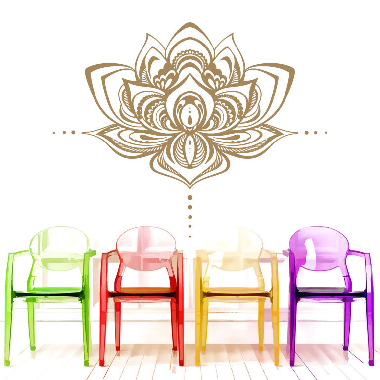 Décalcomanie murale fleur lotus Natazhat, Crème