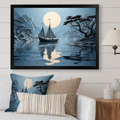 Collage de bateau bleu - impression