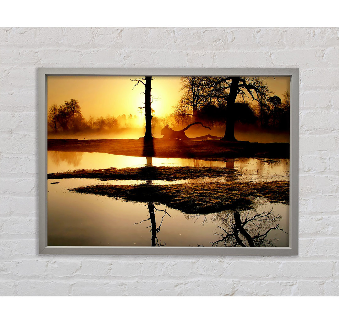 Golden Lake Sunset - Einzelner Bilderrahmen Kunstdrucke auf Leinwand