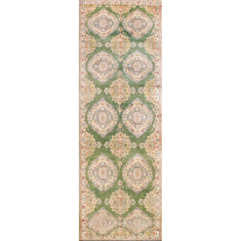 Antique Agra - Cotton Large Room Size Cotton Green Rug