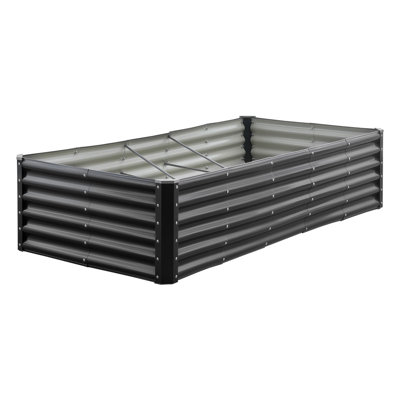 Lit de jardin surélevé en métal, jardinière galvanisée 6 x 3 x 1,4 pi, conception à fond ouvert, grand lit surélevé pour faire pousser des légumes, des fleurs, des herbes et des plantes grasses, gris foncé