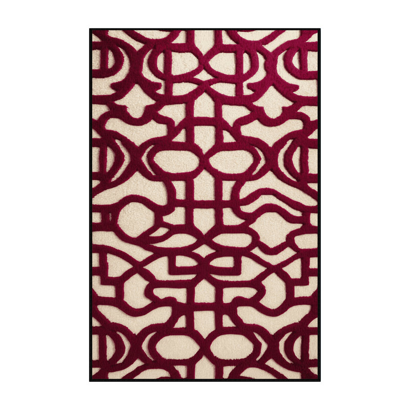 Tapis rouge en treillis lavable à la machine, Rectangulaire 8 pi x 10 pi