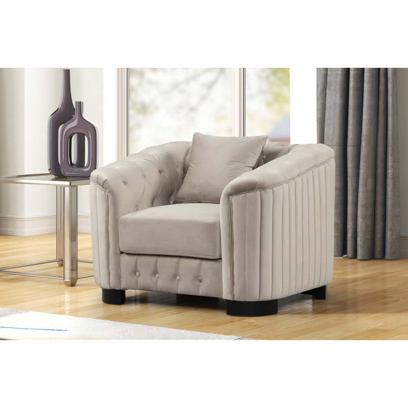 Jasrah Velvet Chesterfield Chair, Caffe Velvet