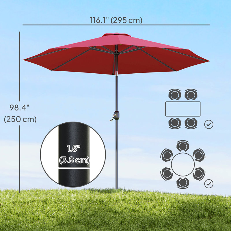 Parasol de marché rond 9,8 pi Kingsdown, Rouge vin