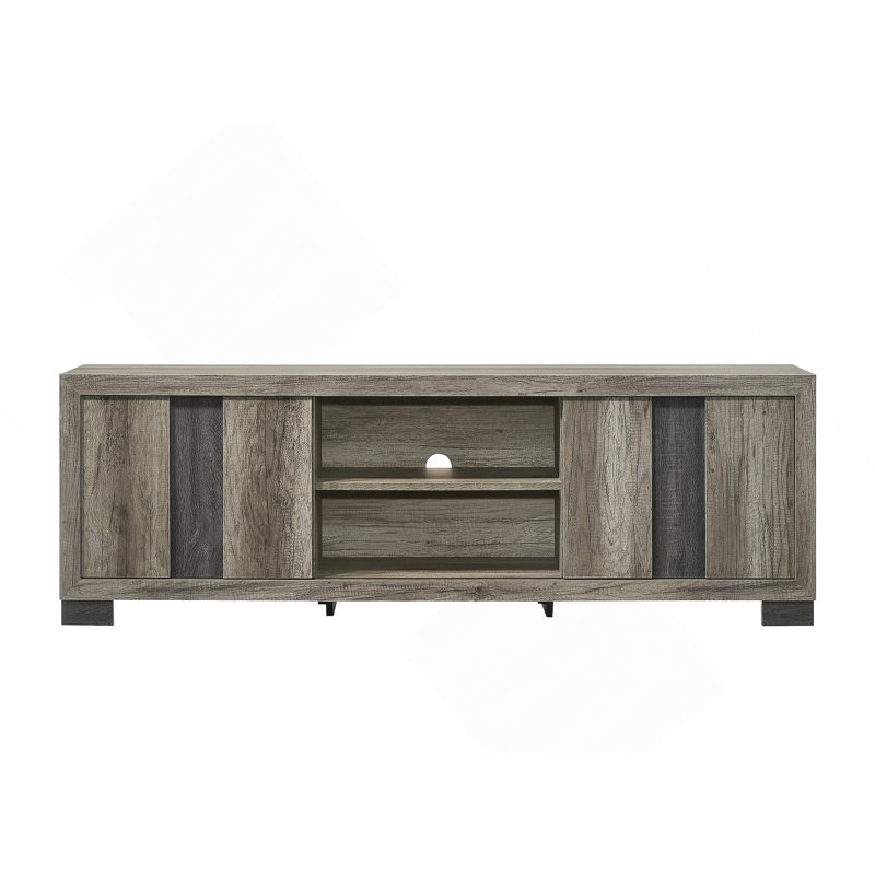Console de divertissement 1 pièce avec charme rustique et finition en bois patiné, conception de tablette ouverte pour les meubles de salon afin d'améliorer la décoration intérieure