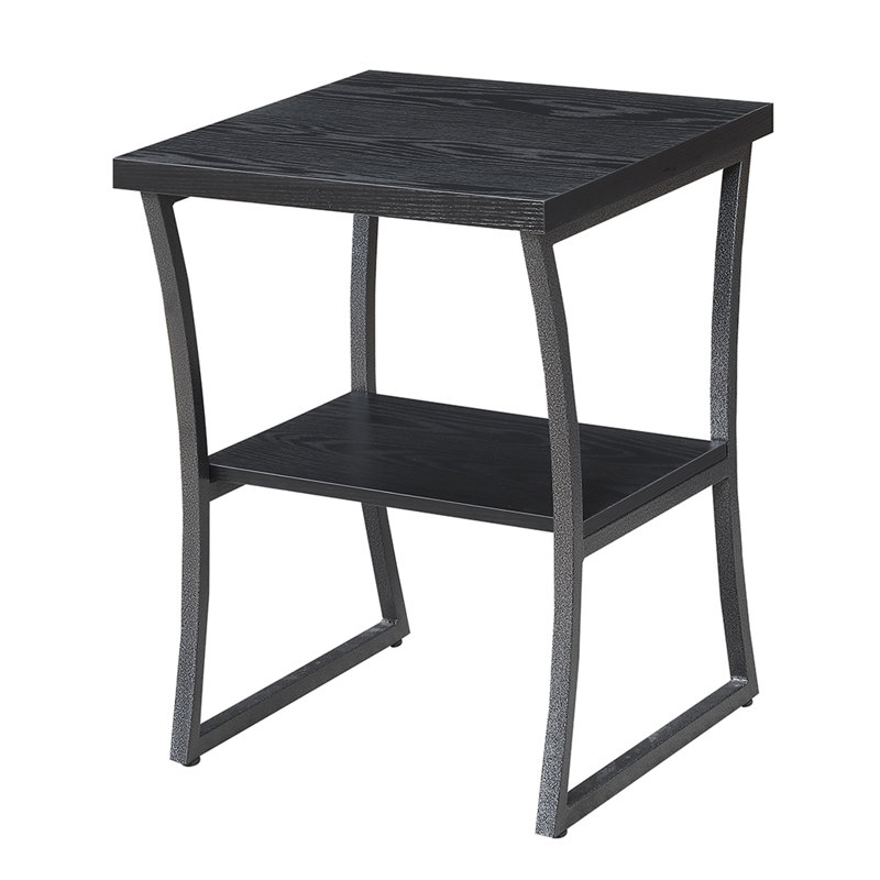 Table de bout en bois à 1 tiroir avec tablette Mariska, Espresso / gris ardoise