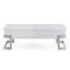 Table basse à plateau relevable blanc brillant et chromé, parfaite pour la vie moderne et le rangement peu encombrant.-1027642919