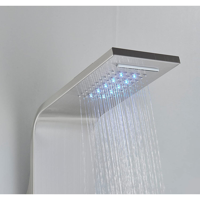 Panneau de douche 45,27 "avec pomme de douche fixe, Nickel brossé