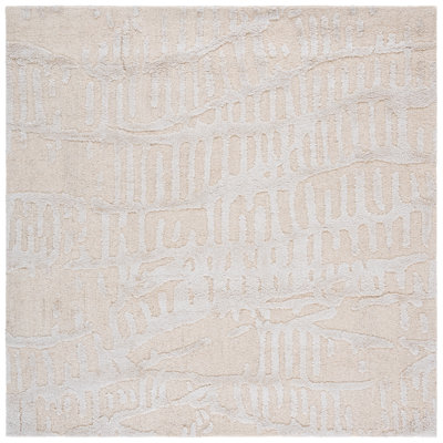 Mykonos 407 Hand Tufted Wool/Bamboo Silk Abstract Rug in Ivory/Beige