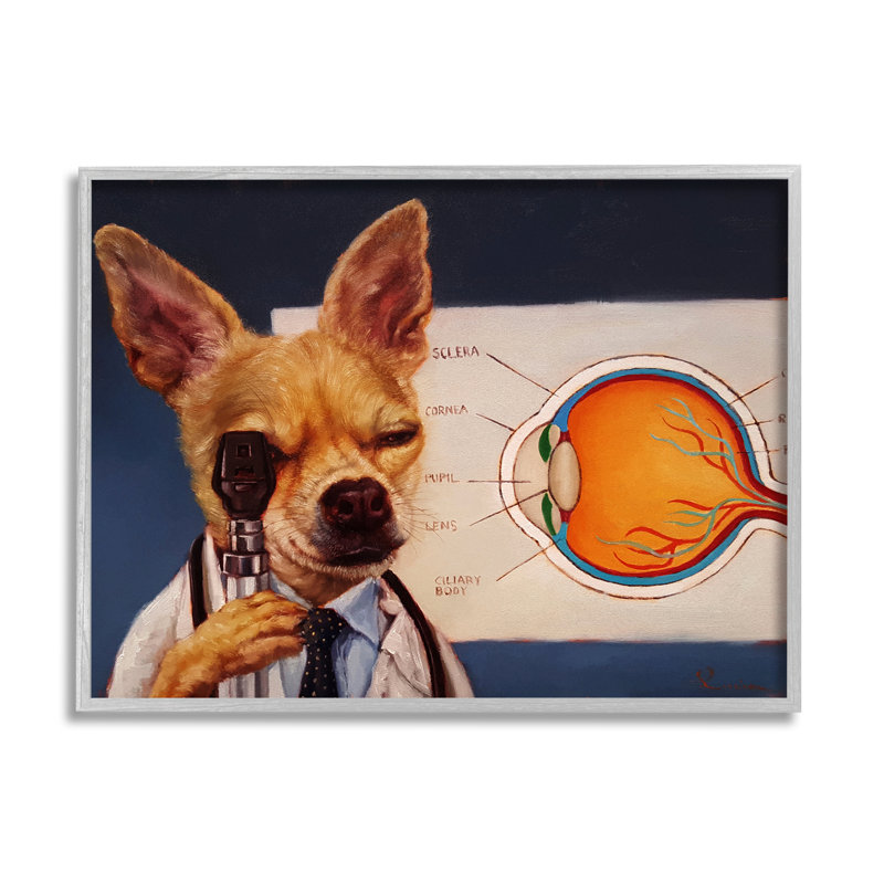 «Dog Optometrist» par Lucia Heffernan, H 11 po x l 14 po, Estampe numérique Farmhouse