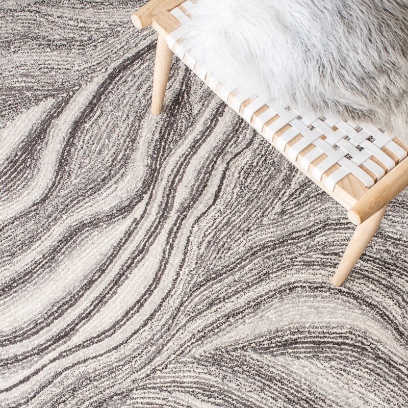 Albria Hand Tufted Wool And Cotton With Latex Abstract Rug, Round 6'