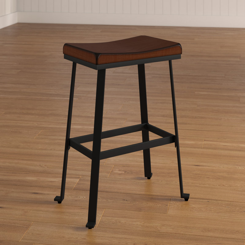 Modern Black 30" Barstool with Durable Powder-Coated Iron Frame, Bar Stool (30" Seat Height)