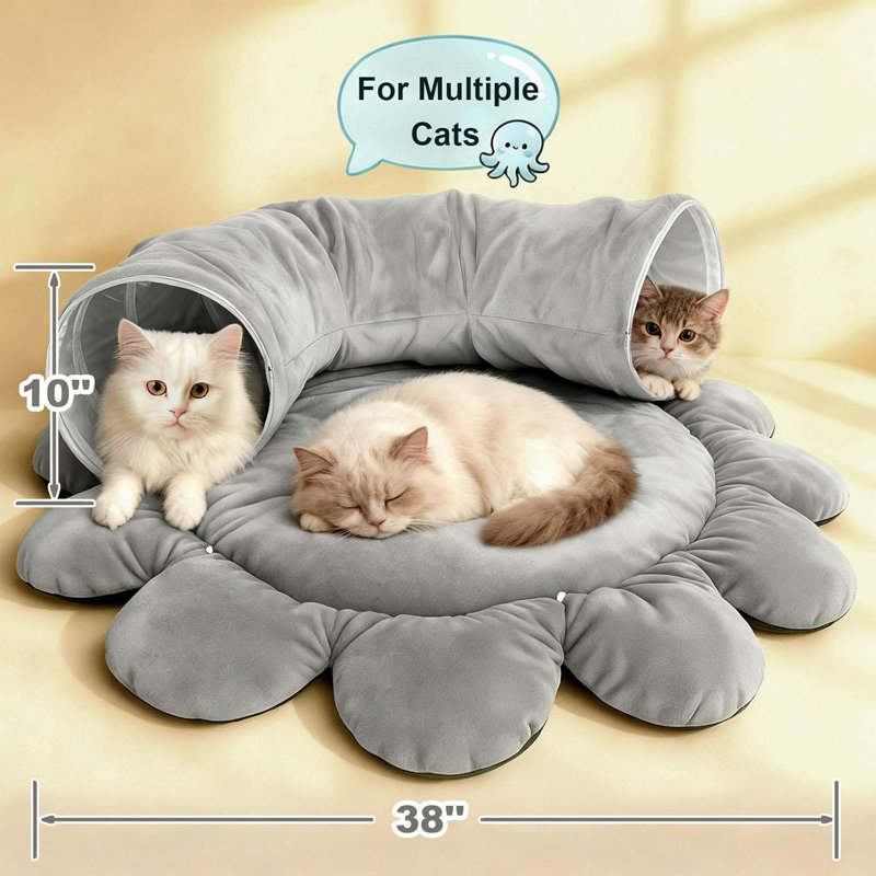 Ensemble de lit pour chat en forme de pieuvre avec 20 jouets pour chat