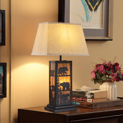 2 Lights  Black Farmhouse Table Lamp Bedside Lamp Nightstand Lamp