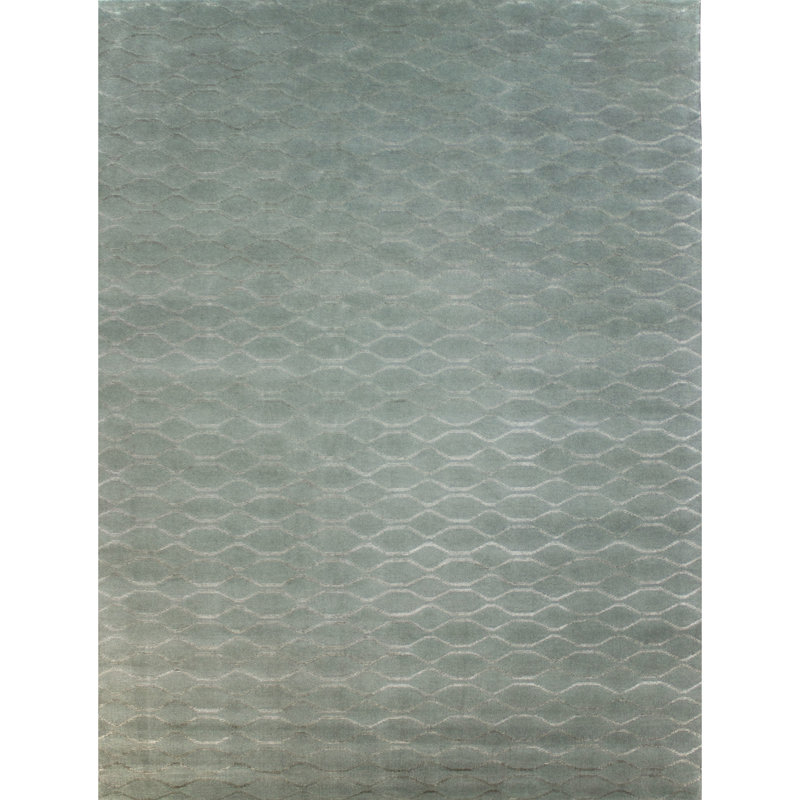 Hand Knotted Area Rug in Glass, Rectangle 8' x 10'