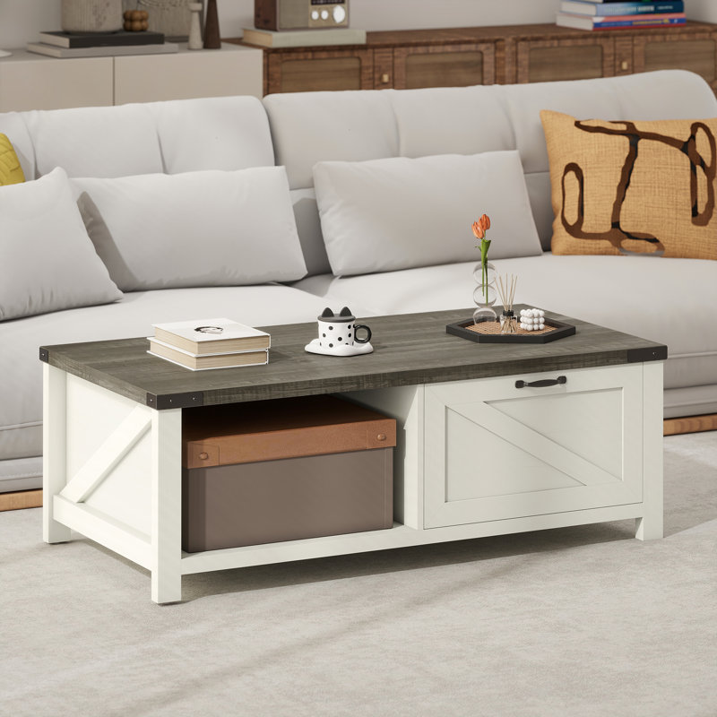 Table basse Farmhouse avec tiroir et tablette de rangement pour le salon