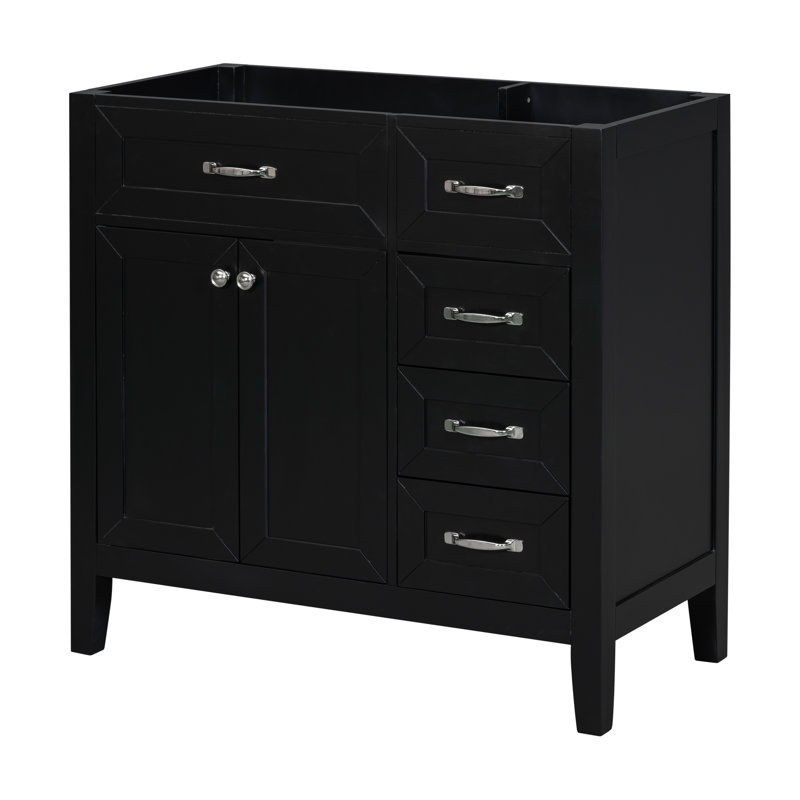 Modern Style Wooden Frame Bathroom Cabinet With Drawers, Black