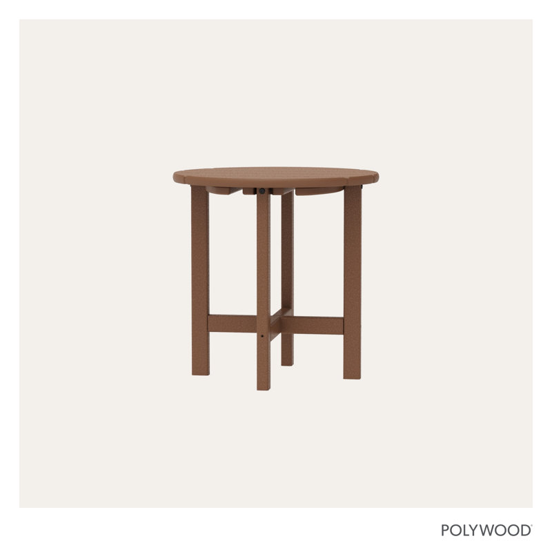 POLYWOOD Round 18" Side Table, Teak