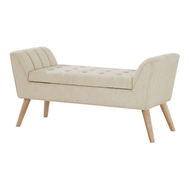 Keltron Polyester Upholstered Storage Bench, Linen