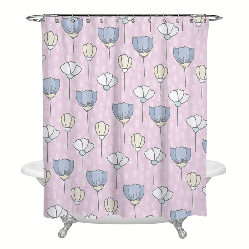 Rideau de douche simple à motif floral Zaynab, H 83 po x l 70 po