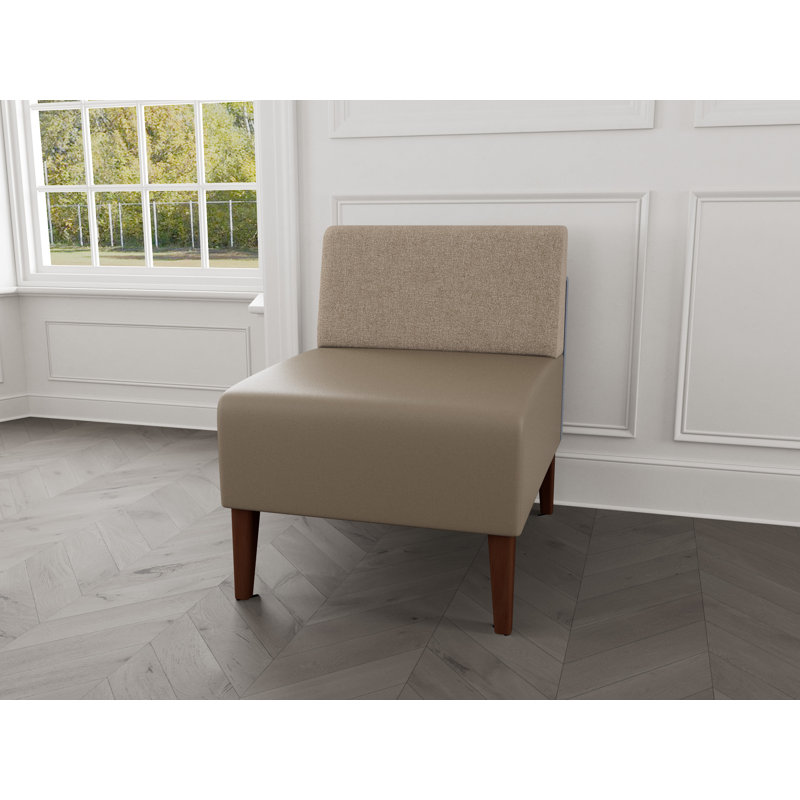Chaise d'invité sans accoudoirs Luxe Lounge, Bois de noyer, Archétype limon / Modena Farro