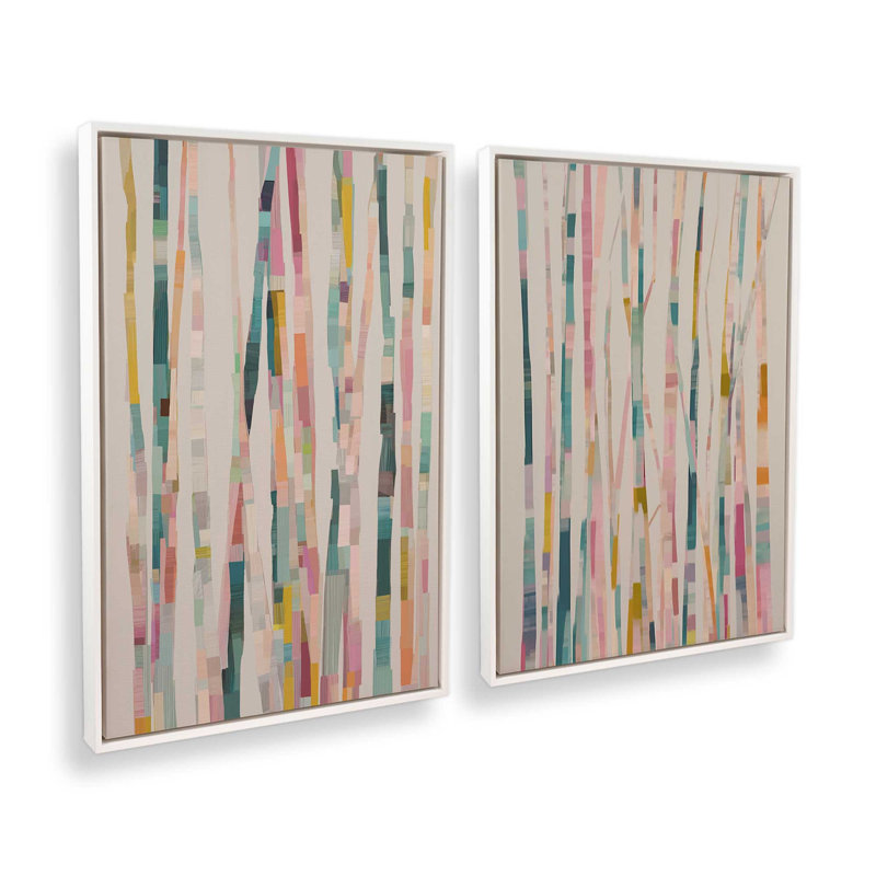 Ensemble de 2 impressions pastel, 48 po x 32 po, Cadre flottant blanc opaque