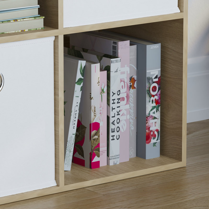 Herculano 64.5 cm H x 65 cm W Cube Bookcase, Beige/White