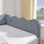 Lit de jour double en vichy double avec couchette simple sans sommier, avec port USB et adorable tissu en forme de vague-1993786070