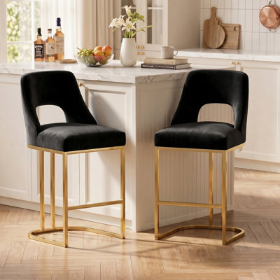  Tabouret de bar moderne à hauteur de comptoir avec structure en métal 26,7 po Alassane
